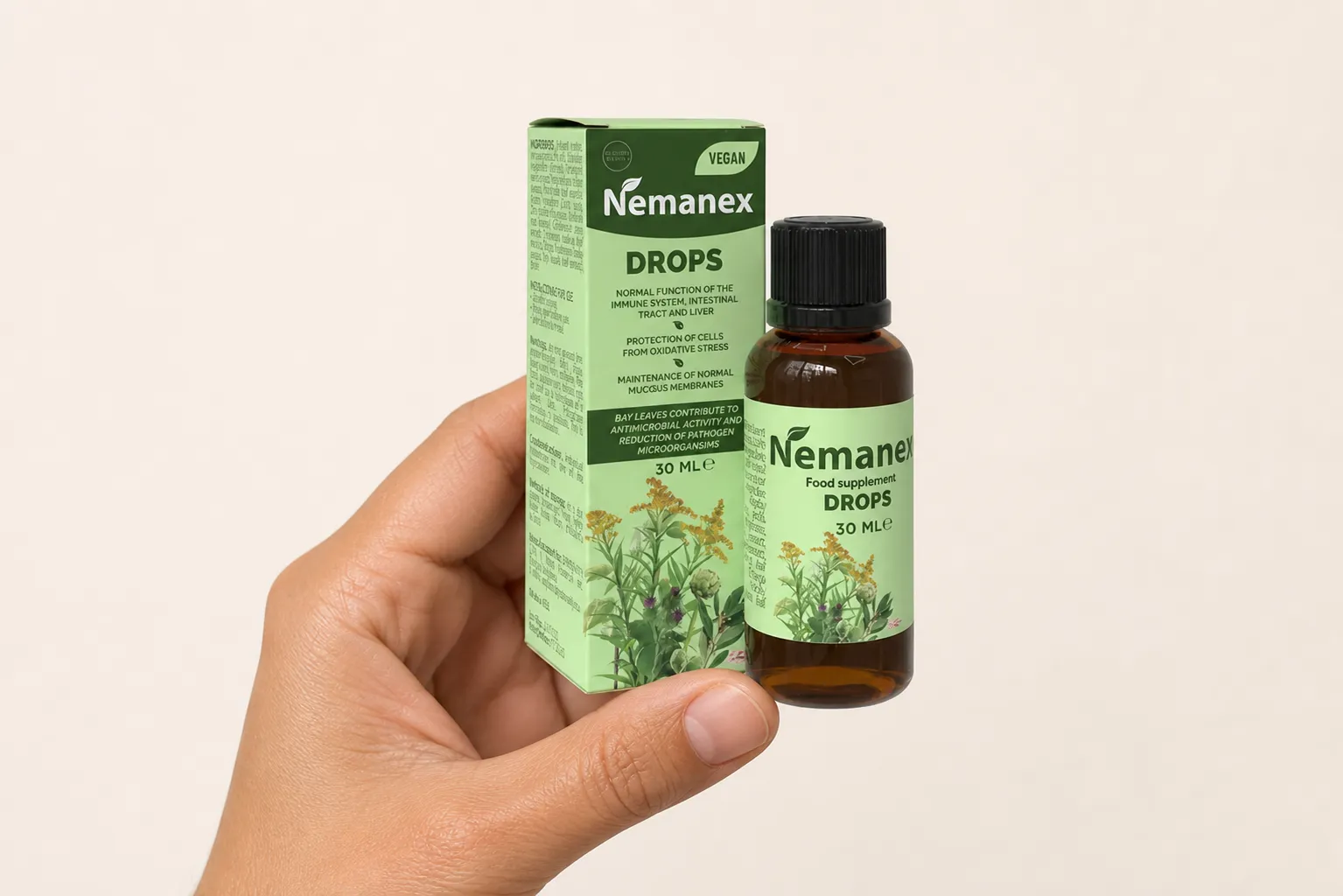 NEMANEX — Verpackung in der Hand