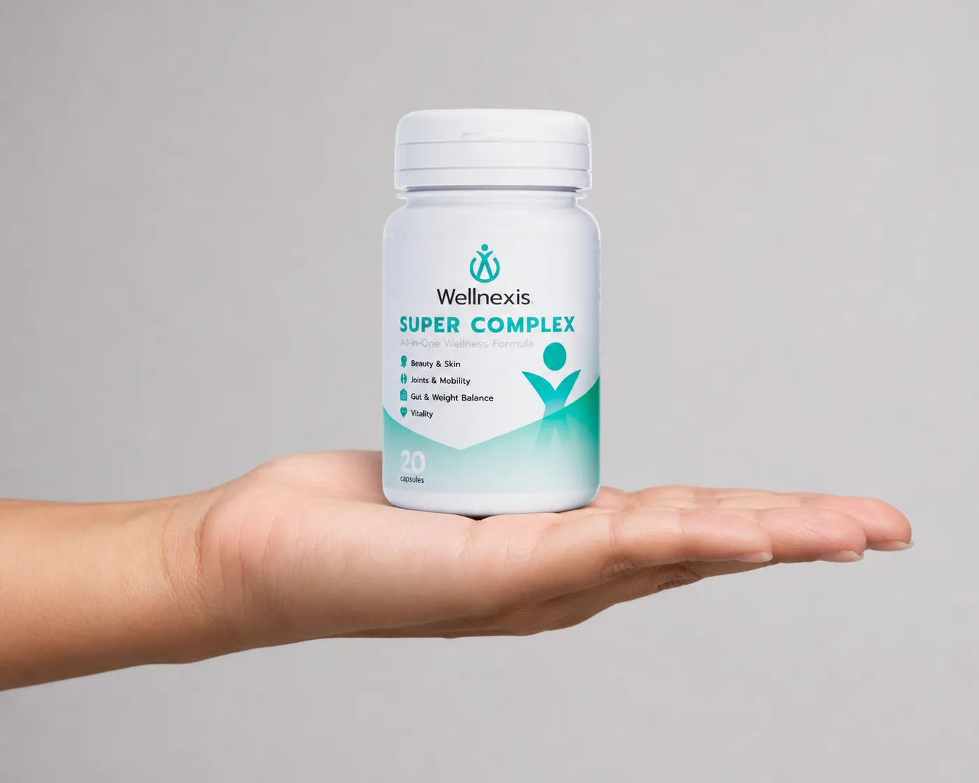 Wellnexis — Verpackung in der Hand