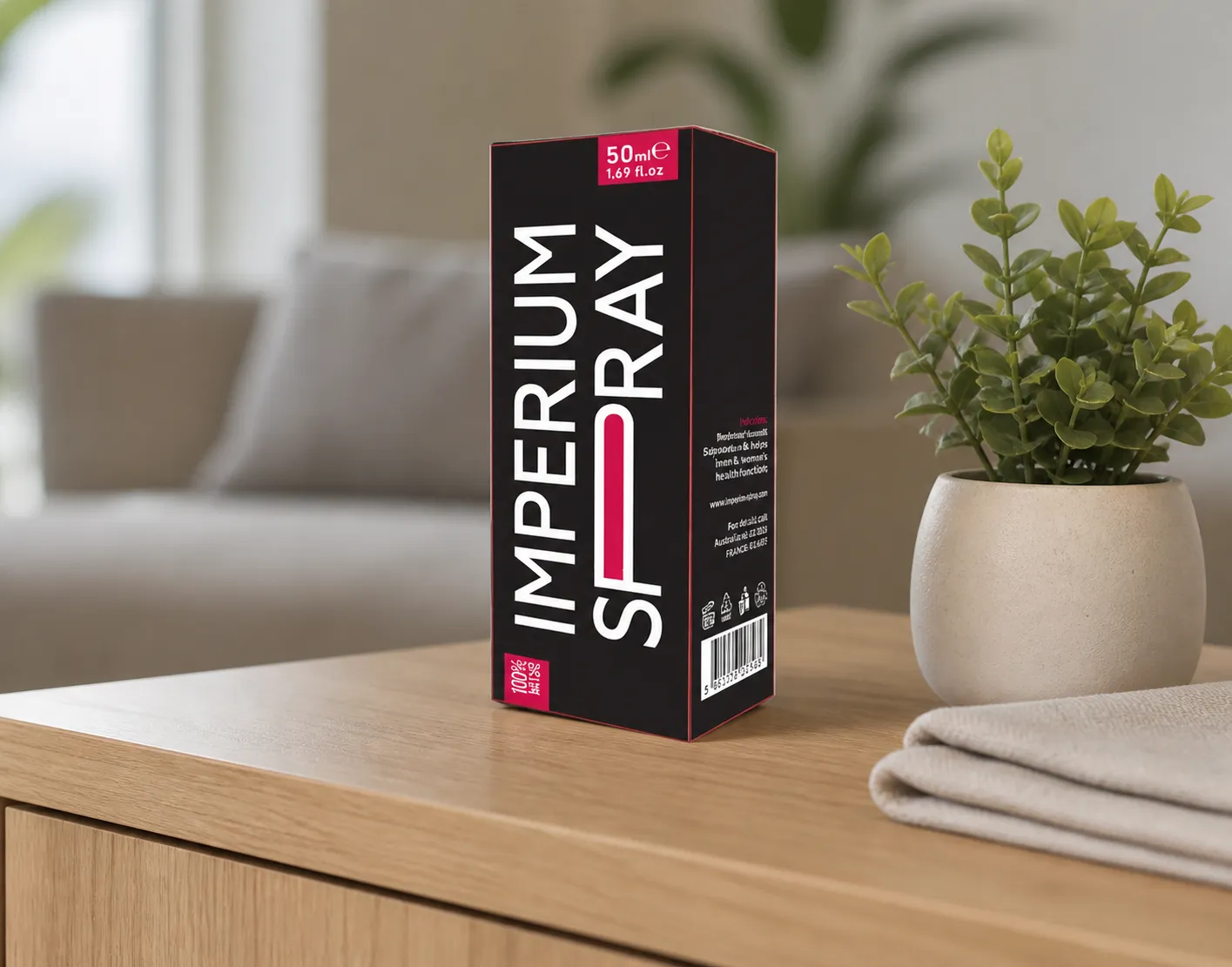 Imperium Spray — Verpackung im Alltag
