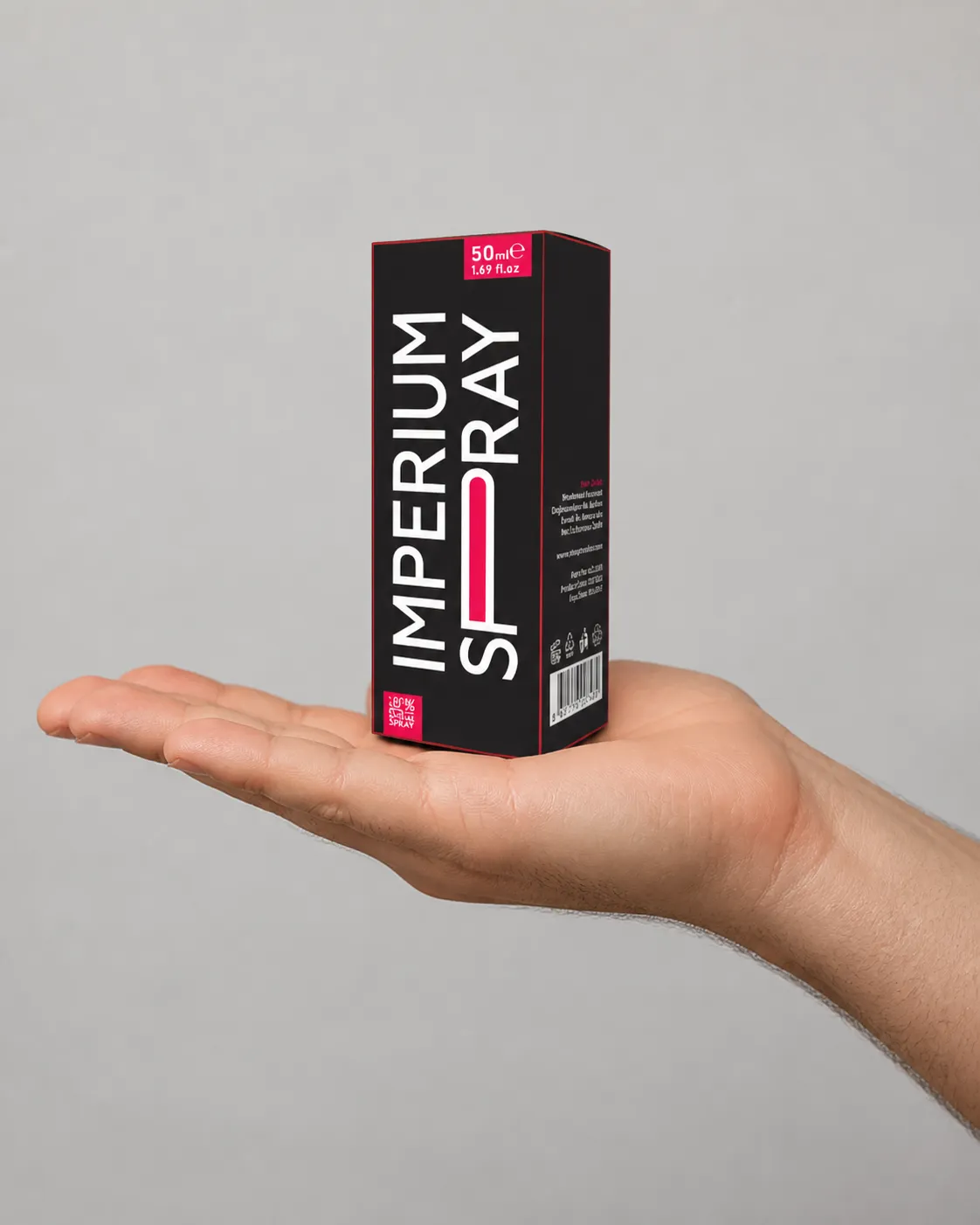 Imperium Spray — Verpackung in der Hand
