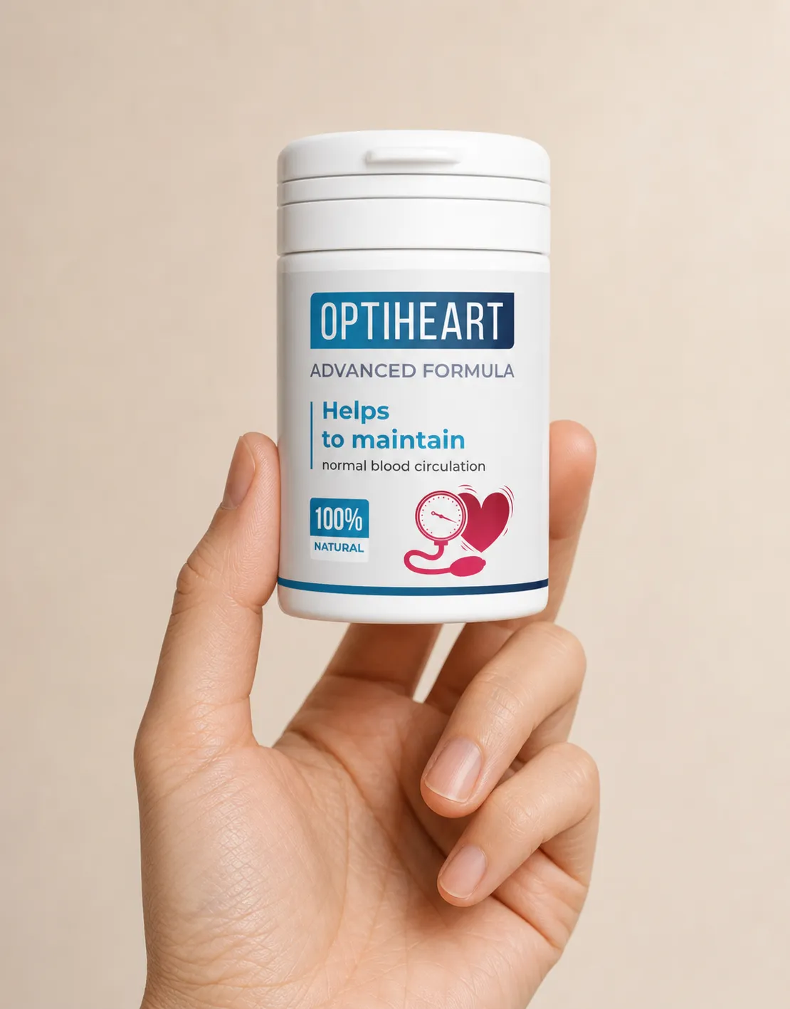 Optiheart — Verpackung in der Hand