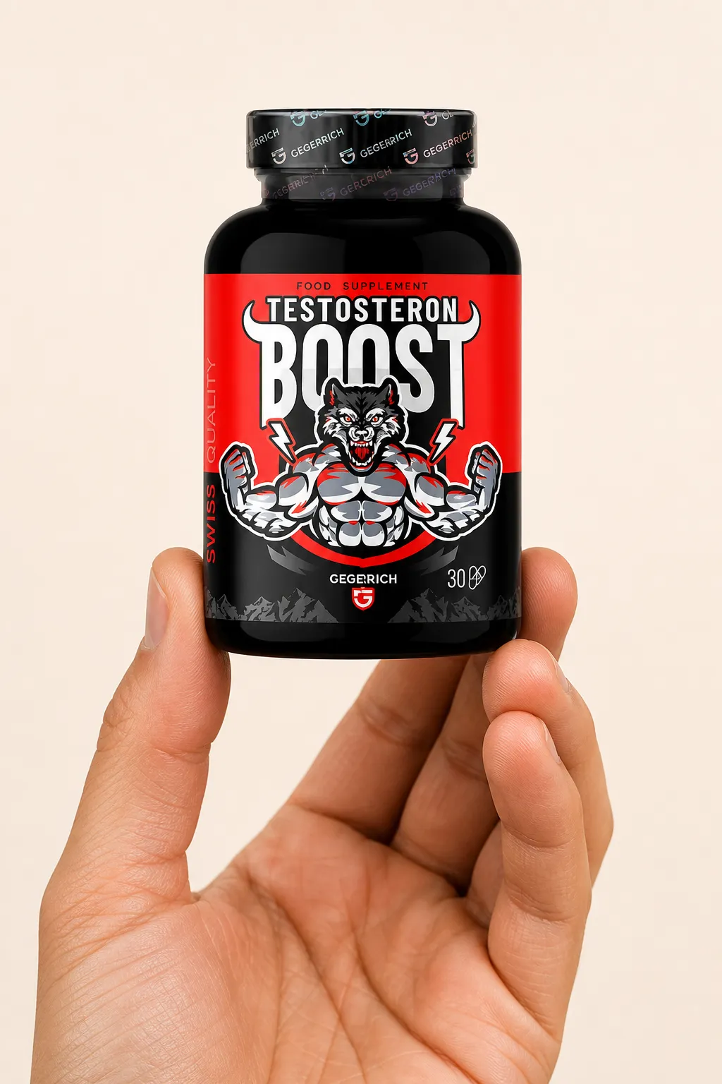 Testosteron Boost — Verpackung in der Hand