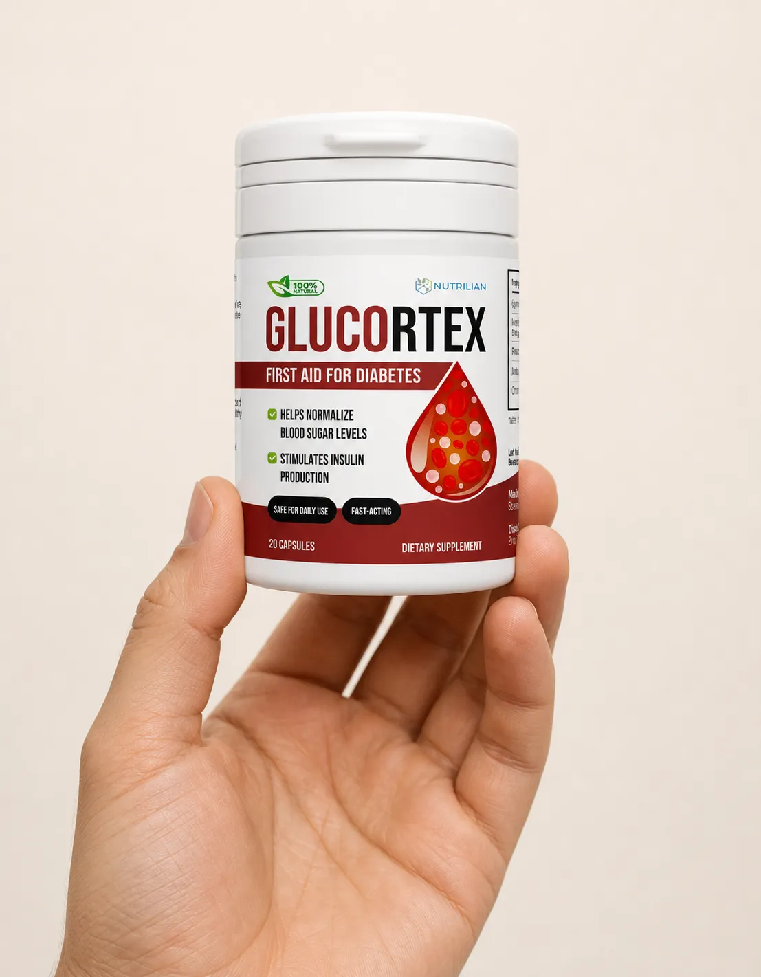 Glucortex — Verpackung in der Hand