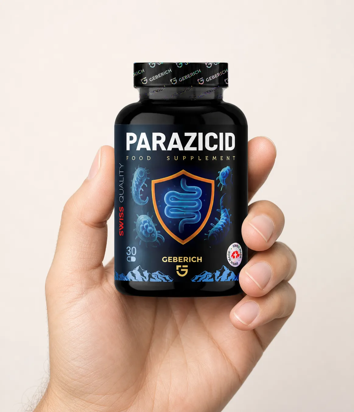 Parazicid — Verpackung in der Hand