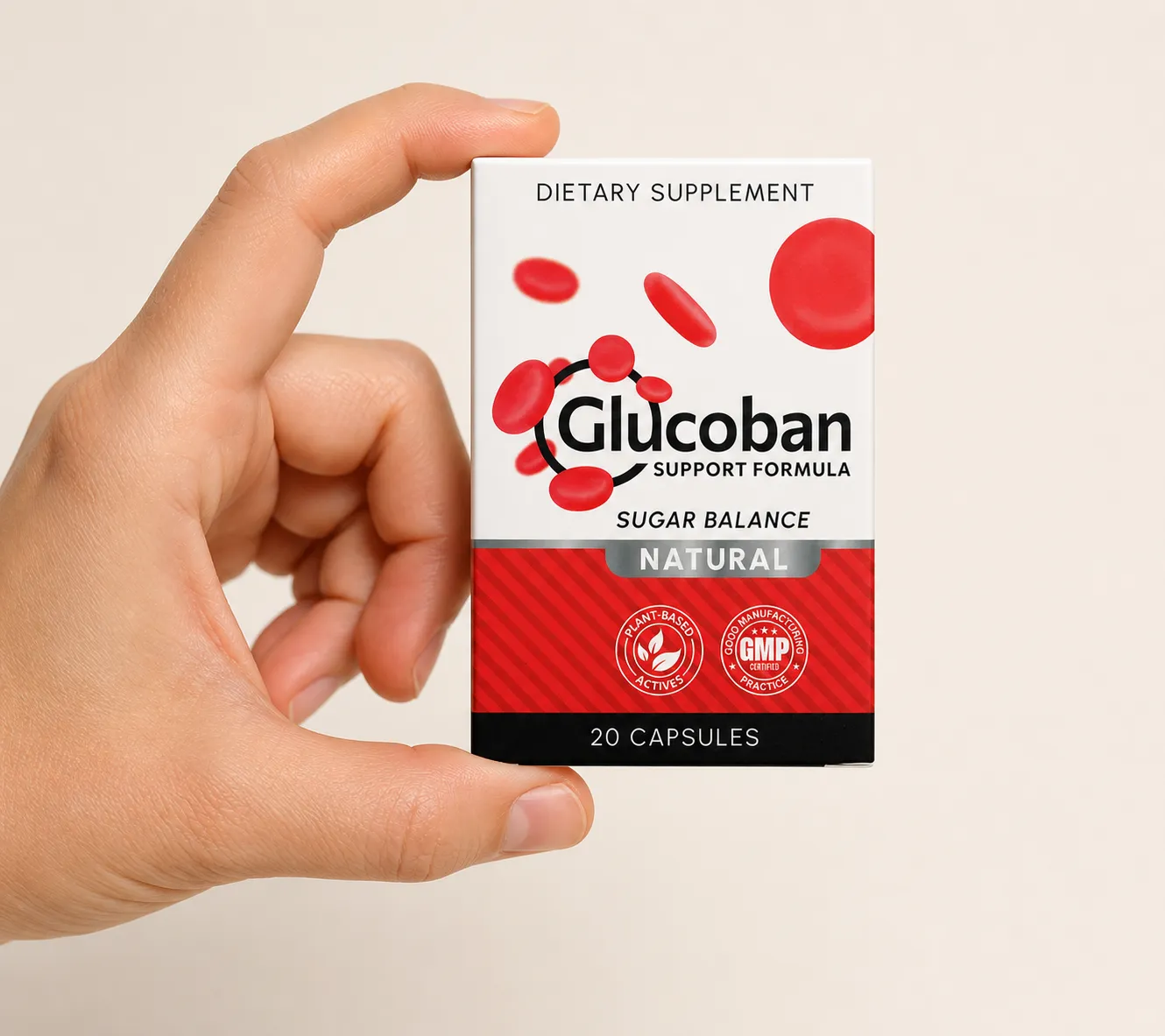 Glucoban — Verpackung in der Hand