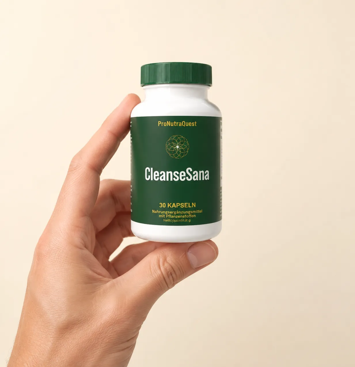 CleanseSana — Verpackung in der Hand