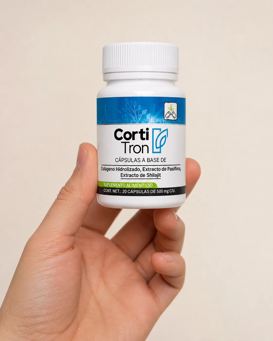 Cortitron — Verpackung in der Hand