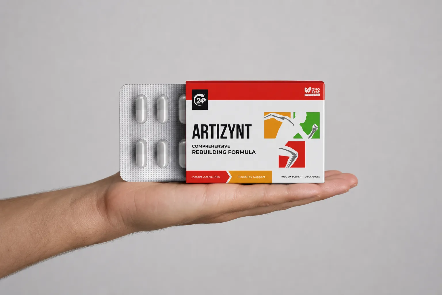 ArtiZynt caps — Verpackung in der Hand