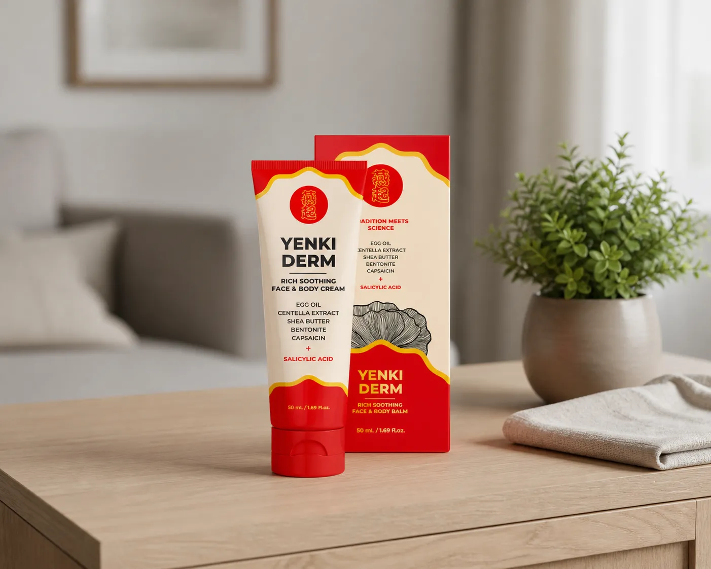 Yenki Derm — Verpackung im Alltag