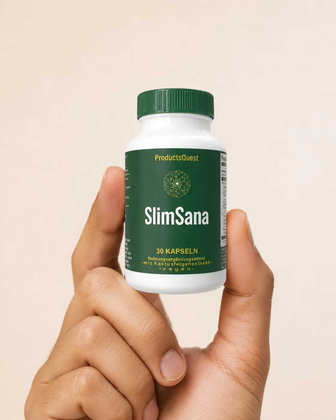 SlimSana — Verpackung in der Hand