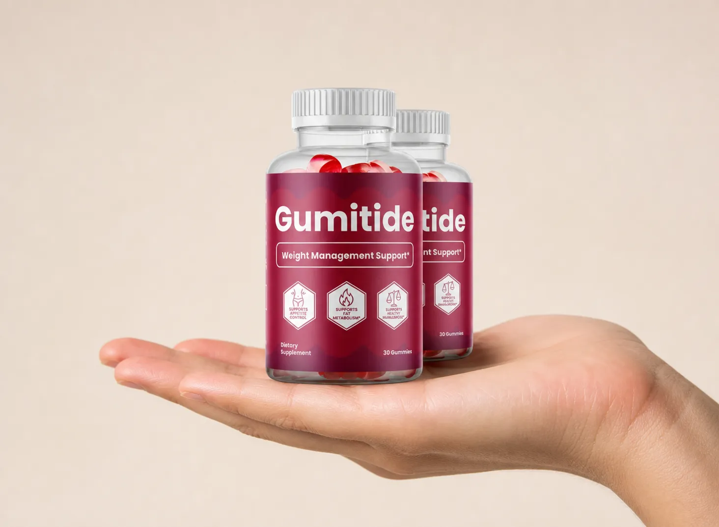 Gumitide — Verpackung in der Hand