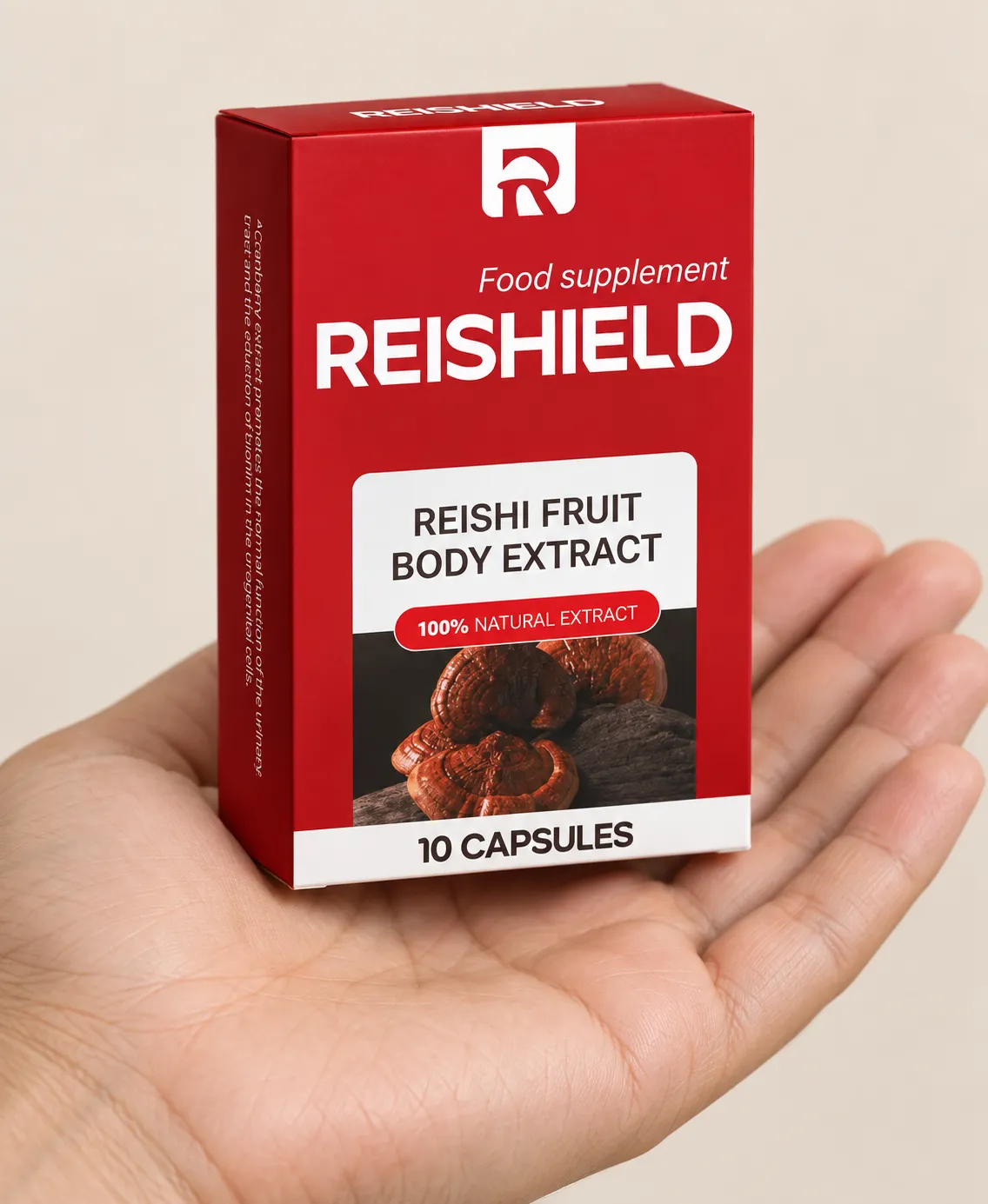 Reishield full price+ — Verpackung in der Hand