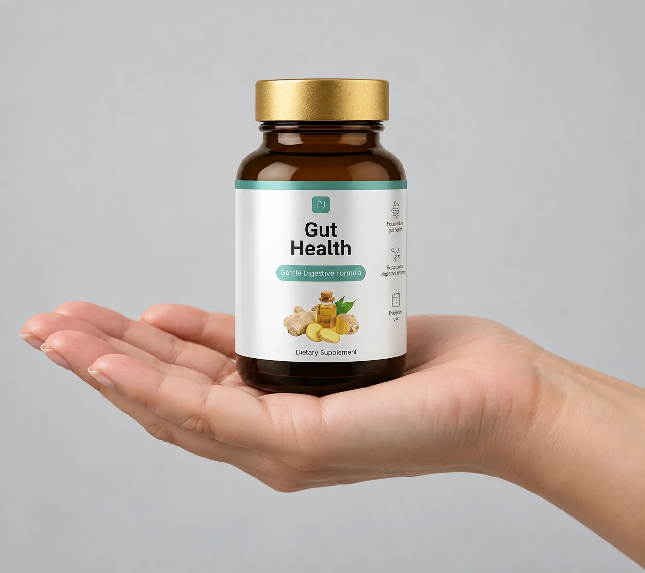 Gut health — Verpackung in der Hand