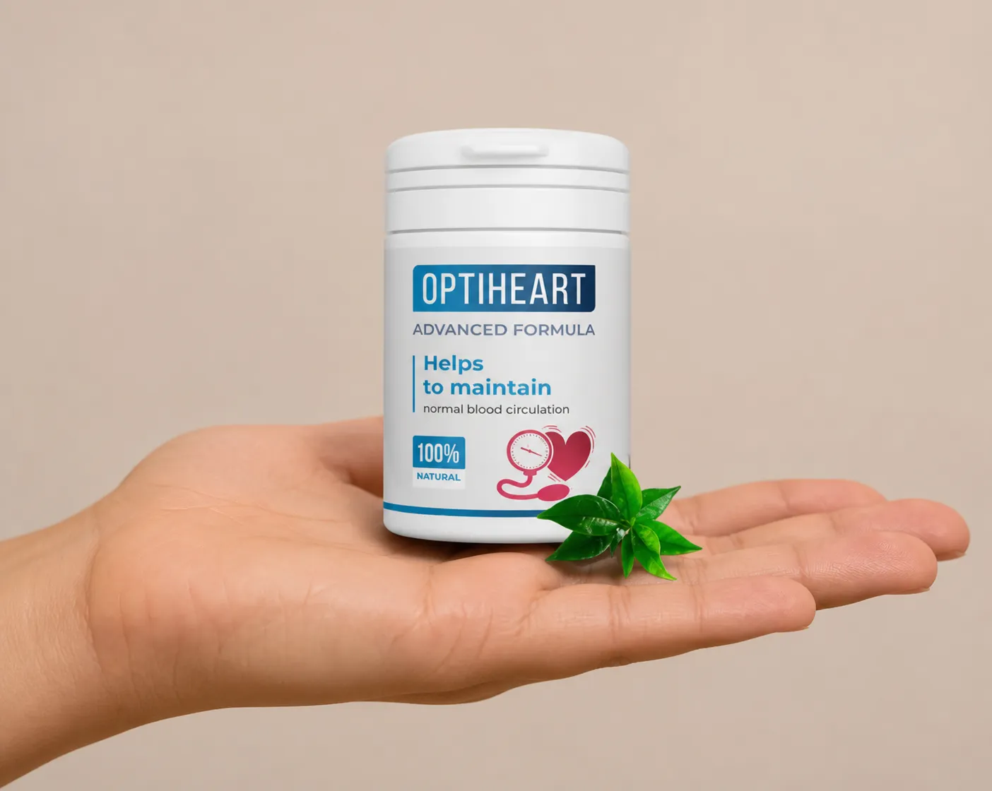 Optiheart — Verpackung in der Hand