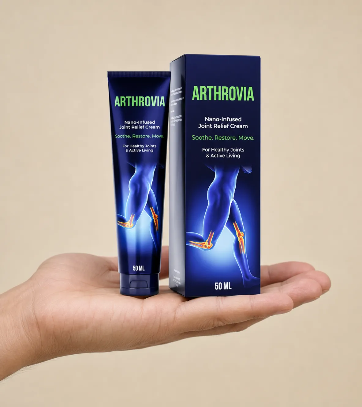 Arthrovia — Verpackung in der Hand