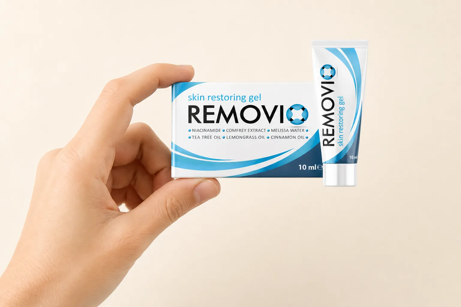 Removio — Verpackung in der Hand